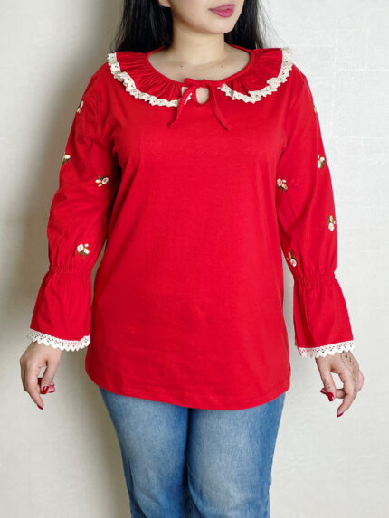 بلوز گیپوردار یقه ب ب کد 640