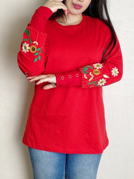 بلوز آستین دکمه یلدایی گلدوزی کد 638