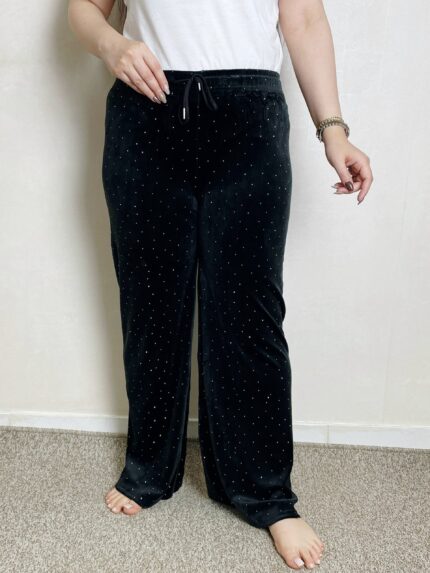 شلوار مخمل راسته تمام نگين کد 727