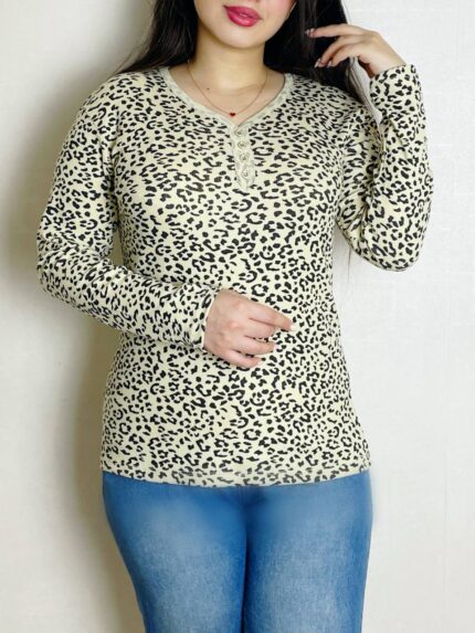 بلوز پلنگی دکمه دار کد 866