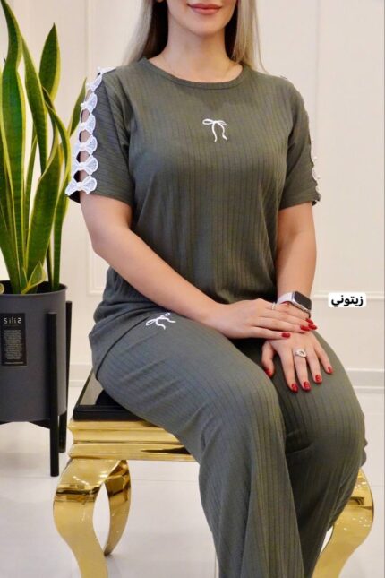 ست  تيشرت و شلوار مرواريد  کد 1009