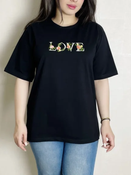 تیشرت گلدوزي Love(سایز بزرگ) كد 1036
